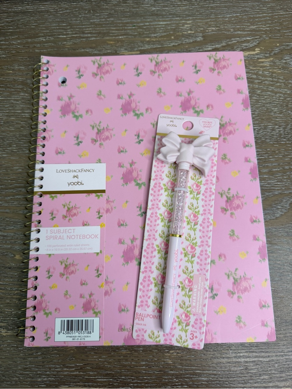 Loves Shack Fancy Notebook Pen Set Pink Floral Stationery Target NEW